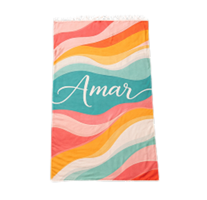 canga de praia colorida amar com estampa de ondas