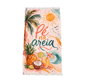 canga de praia tropical pé na areia com estampa verão